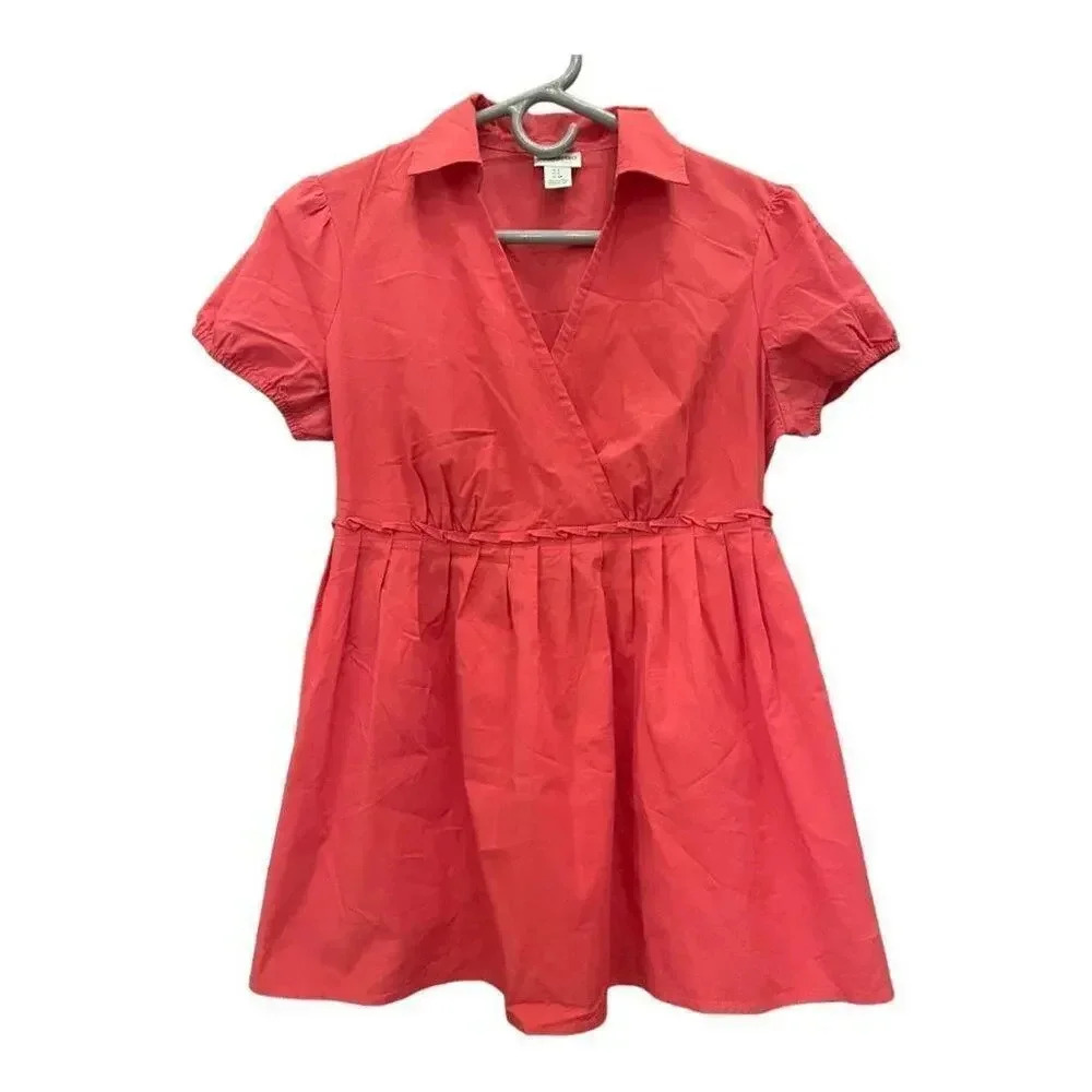 Motherhood Maternity Salmon Pink Small Faux Wrap Empire‎ Waist Blouse